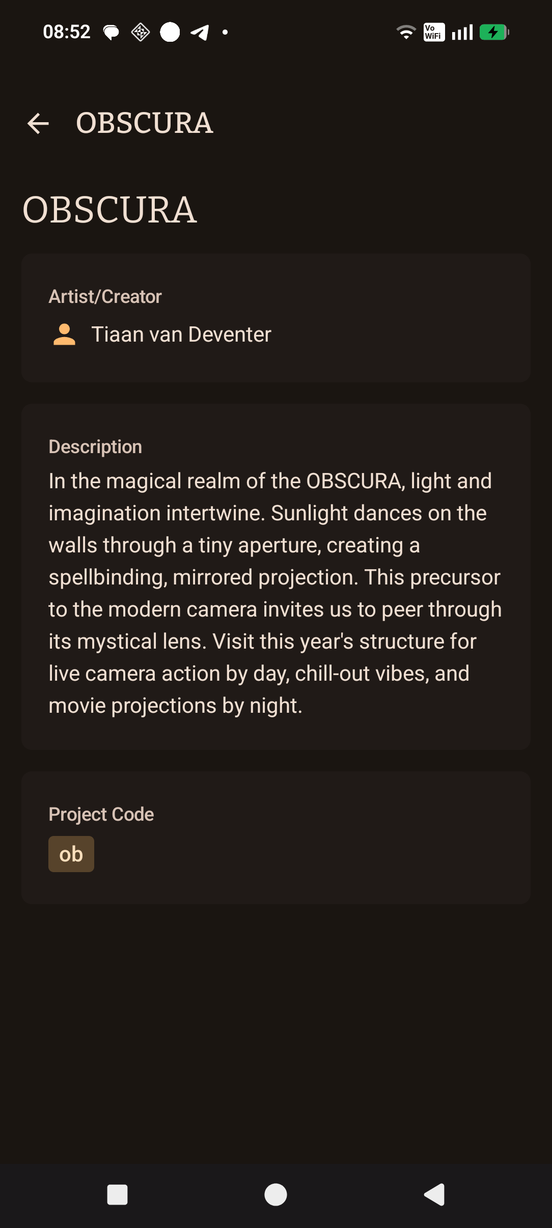 AfrikaBurn Companion project detail screen