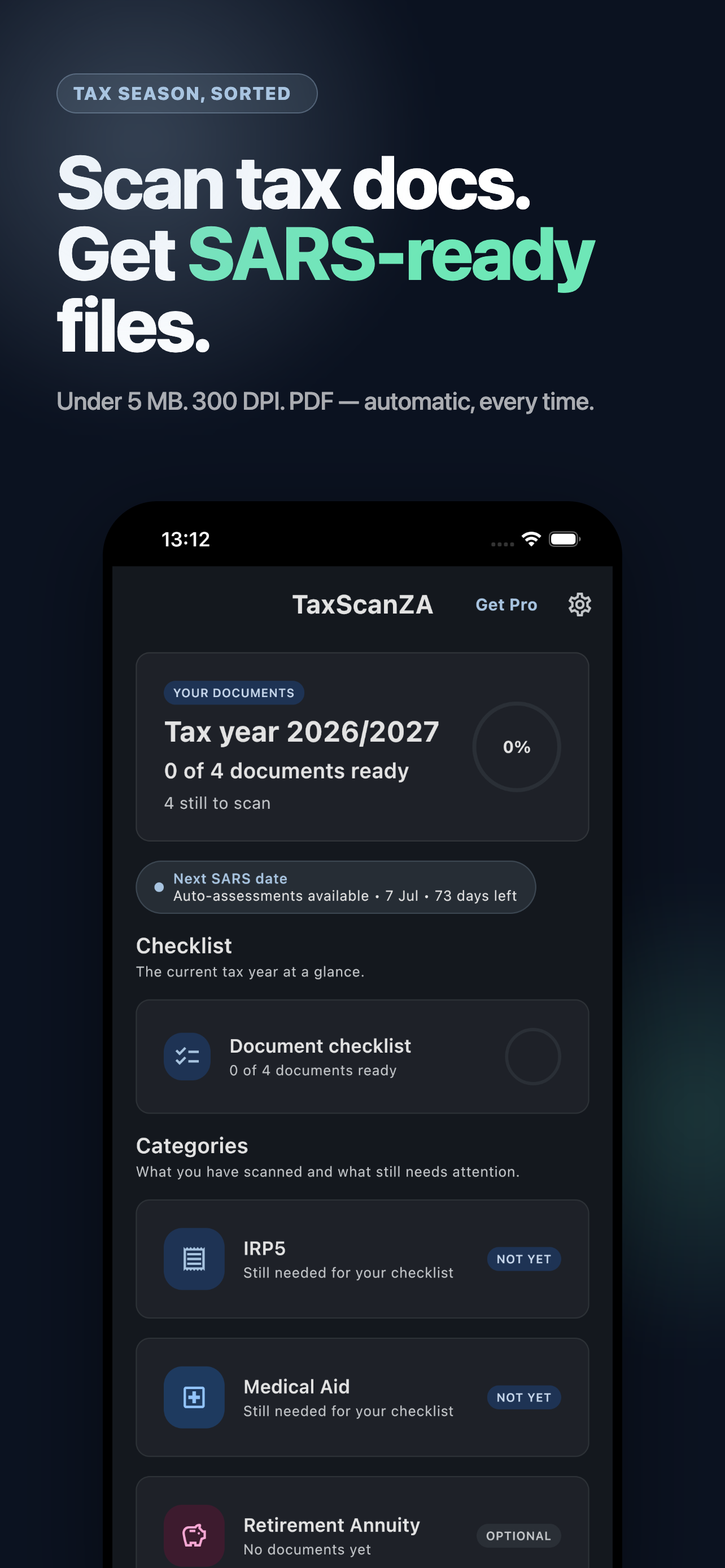TaxScanZA App Store hero marketing image